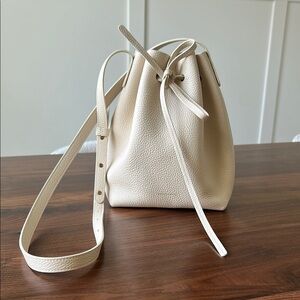 Mansur Gavriel Cream Shoulder Bag with Drawstring Closure- Made in Italy